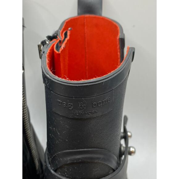 RAG & BONE Women's Black Rubber Moto Pull-On Calf Rain Boot SZ 38(US8) - Picture 4 of 12